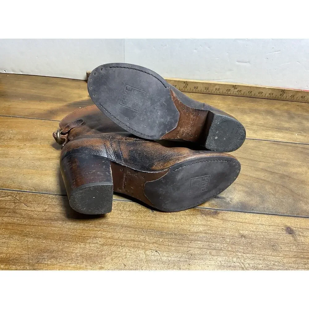 FRYE Boots Lucinda Short Brown Leather Bootie Size 7